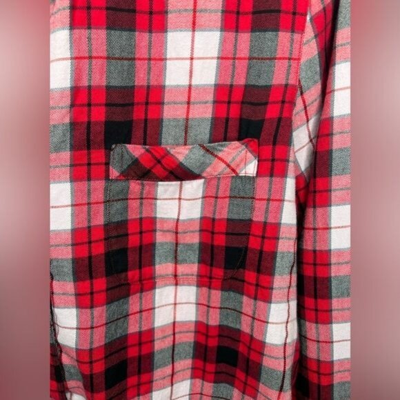 Victorias Secret Womens Plaid Button-Up Shirt Red &amp; Black Cotton/Viscose Sma - Picture 6 of 10